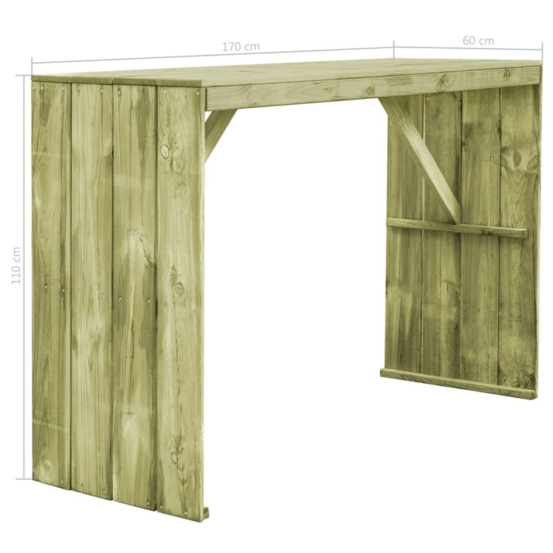 Wooden Bar Table, H 110x L 170 x W60