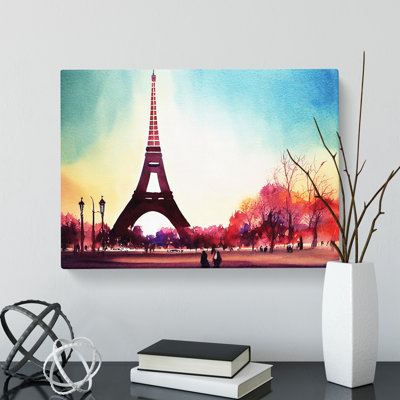 Eiffel Tower In Watercolour Vol.1 - Wrapped Canvas