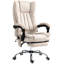 Fauteuil de bureau blanc crème avec massage en 6 points, repose-pieds réglable en hauteur, repose-pieds, crème
