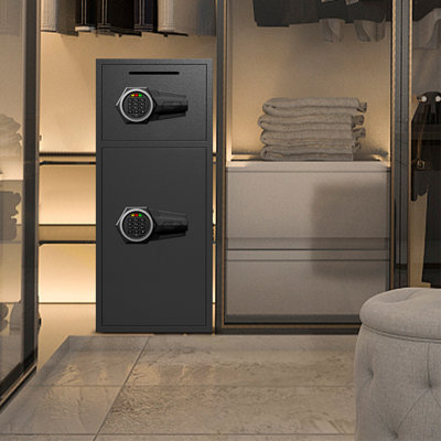Extra Large Safe, Digital Security Safe Box With Deposit Slot & Metal Storage Box With Backlit Keypad & Dual Alarm For Home Office