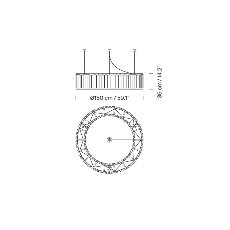 Estadio 105, 14.2" H x 59.1" W x 59.1" D, 18 Lights
