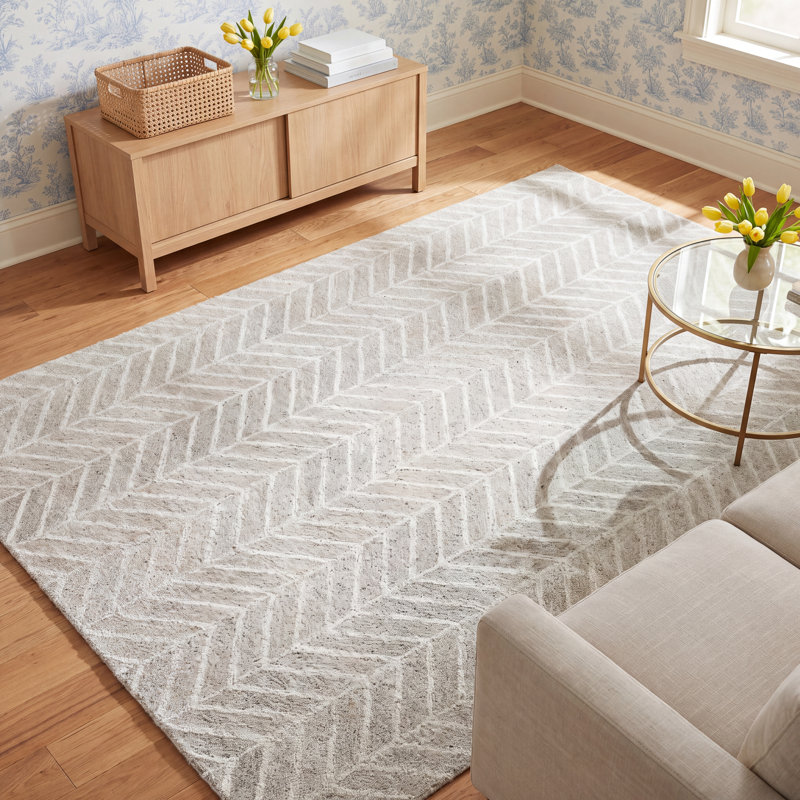 Aldin Hand Tufted Chevron Area Rug, Rectangle 5' x 8'