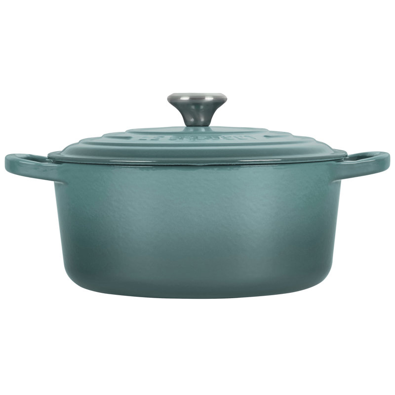 Le Creuset Signature Enameled Cast Iron Round Dutch Oven with Lid, Sea Salt, 5.5 quarts