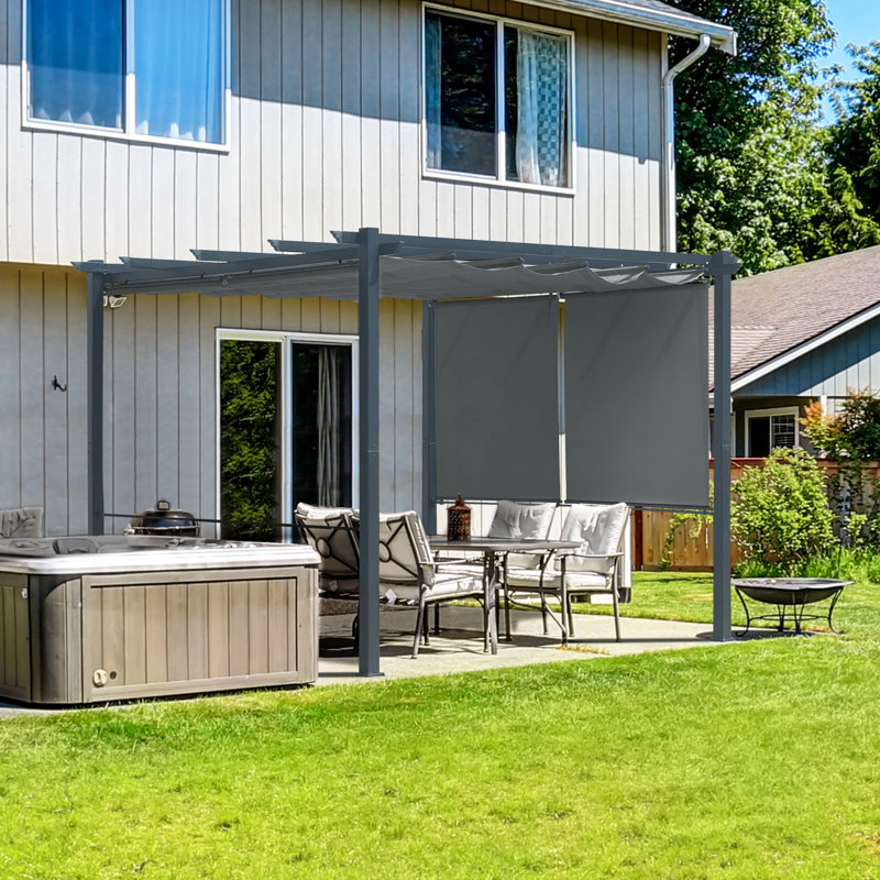 Aoodor Aluminum Pergola with Canopy, Dark Gray, 10 ft. x 10 ft.