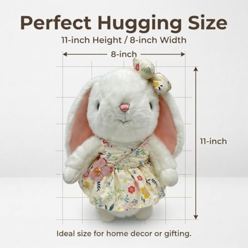 Lapin de Pâques en peluche, lapin en peluche doux de 12 pouces pour les filles et les garçons - Lapin en peluche doux et moelleux avec oreilles de disquette, cadeau de Pâques parfait pour les bébés