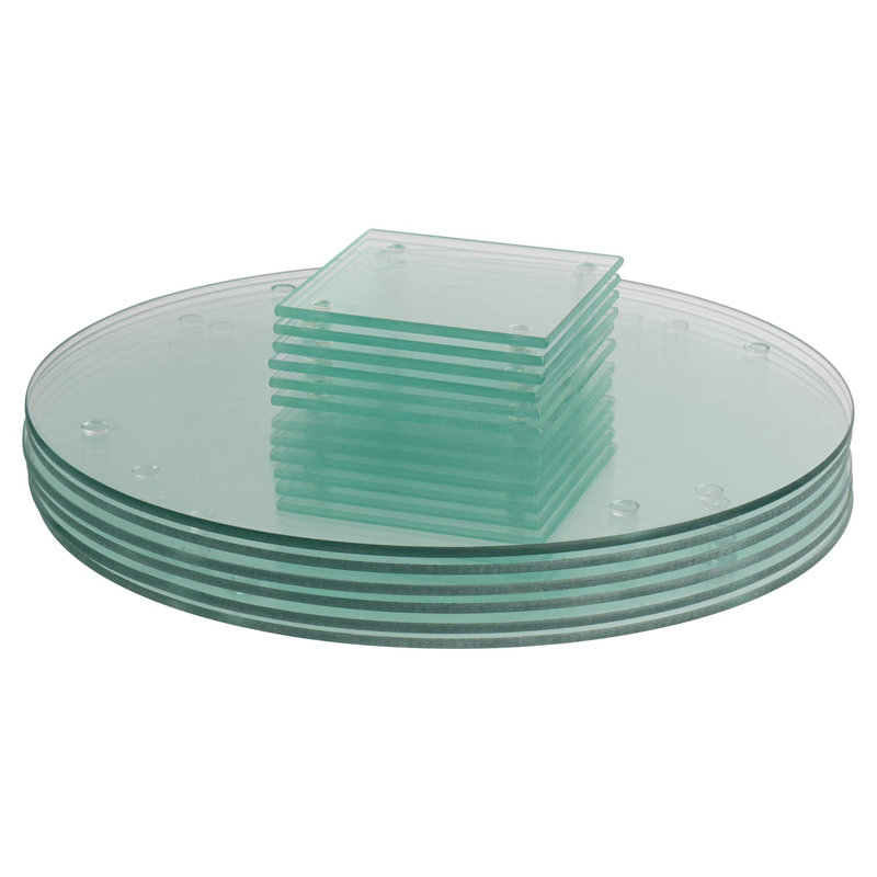 Harbour Housewares - 12pc Round Glass Placemats & Square Coasters Set - 30cm, Clear