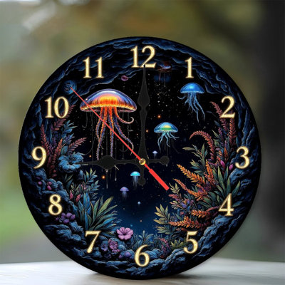 Ocean Jellyfish Clock Wall Art Decor