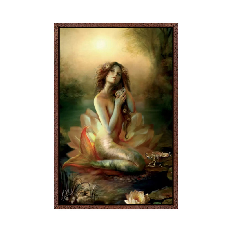 Scallop Pond 1 Piece Wall Art on Canvas, 152.5 cm H x 101.5 cm W, Classic Brown Wood Framed Canvas