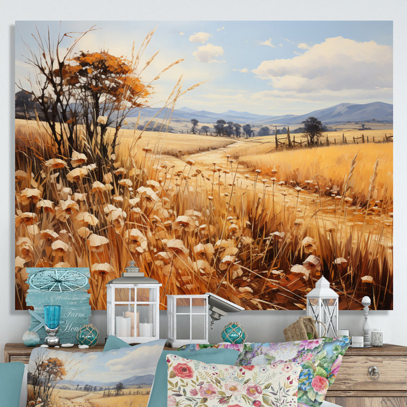 " Countryside Rustling Wheat Field II ", Wrapped Canvas, 12" H x 20" W x 1" D
