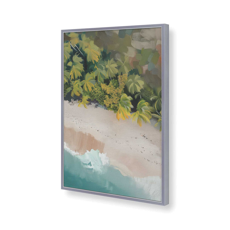 Tide Beneath the Palms Framed Print, 11.25" H x 9.25" W, Polished Chrome
