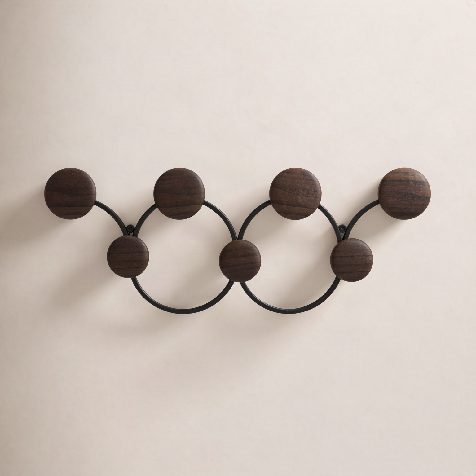 7-Hook Steel Wall-Mounted Hook, Black