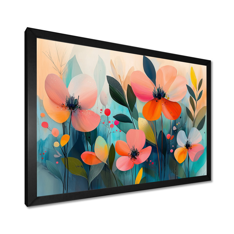 Isaurinda - Floral Wall Art, Single Picture Framed Print, Black, 12" H x 20" W