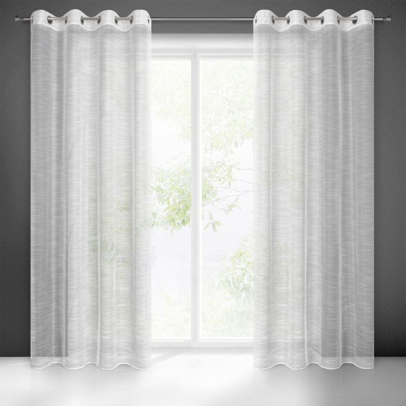 Kaushar Sheer Curtain Single Panel, White