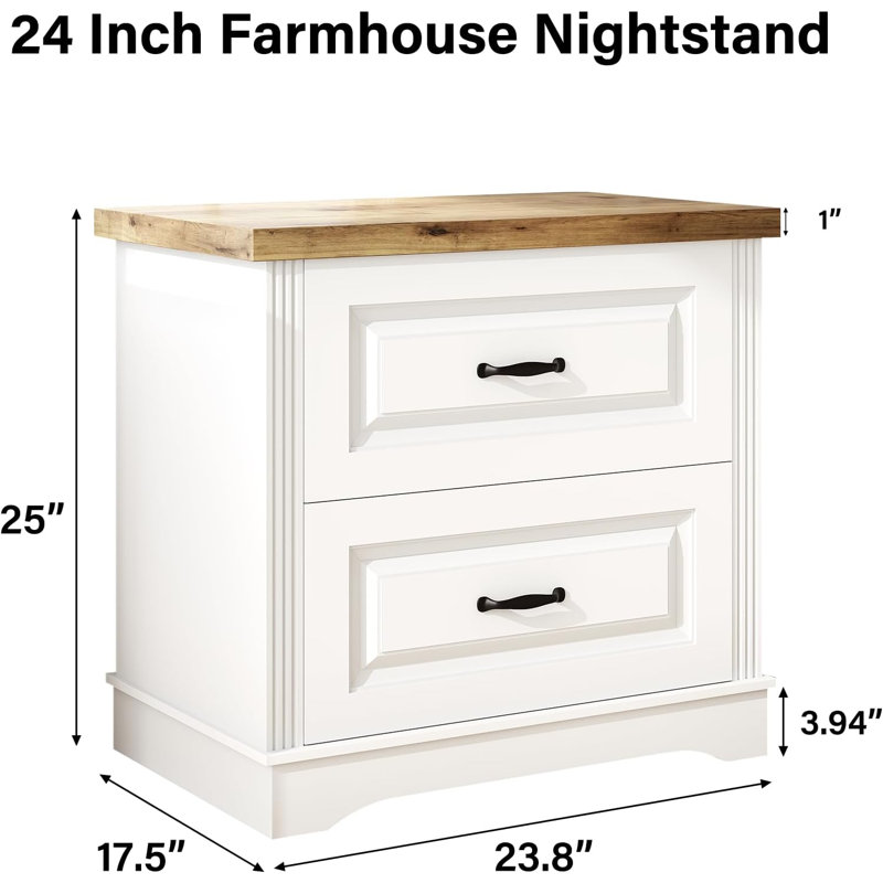 Modern Boucle Upholstered Curved Bed with 2-Piece Farmhouse Nightstand Set-3-Piece Bedroom Suite, White, King