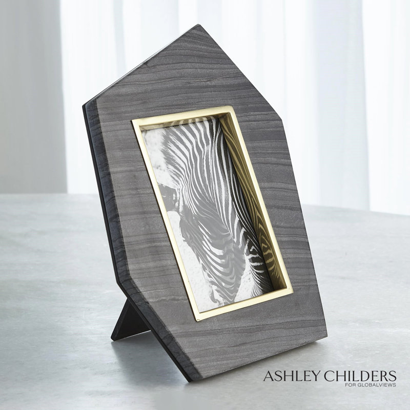 Brass Frame Grey Stone Photo Frame-Vertical-5X7
