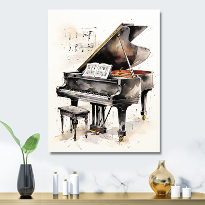 Midnight Black Piano Tranquillity III - Music Metal Wall Art