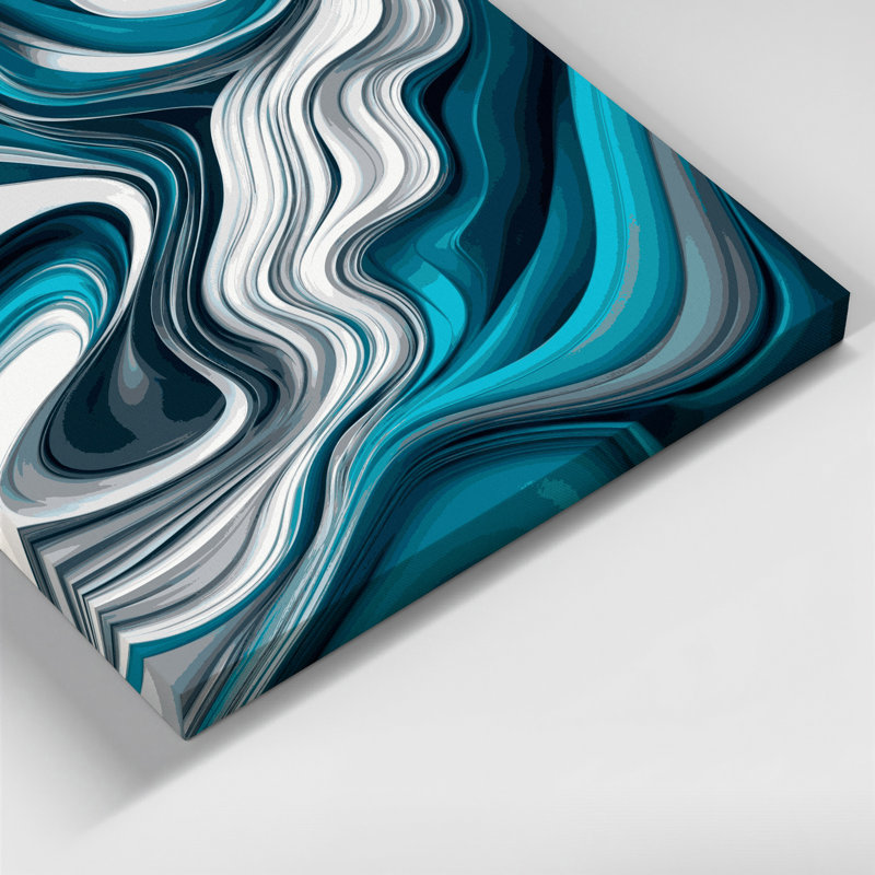 Art numérique sur toile bleue, "Abstraction numérique" 49, H 12 po x l 12 po
