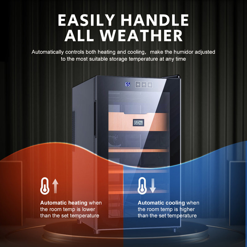 48L Cigar Humidors with Cooling and Heating Function, Electronic Humidor Cabinet