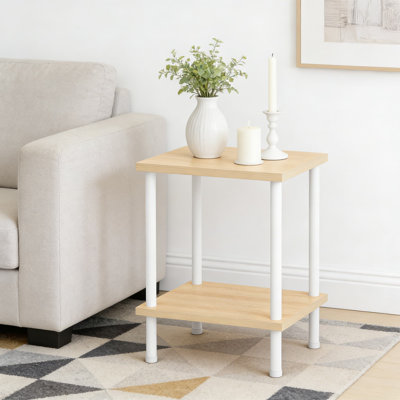 Table d'appoint avec tablettes de rangement, table de bout multifonctionnelle pour le salon, chambre à coucher, structure en métal robuste, assemblage facile