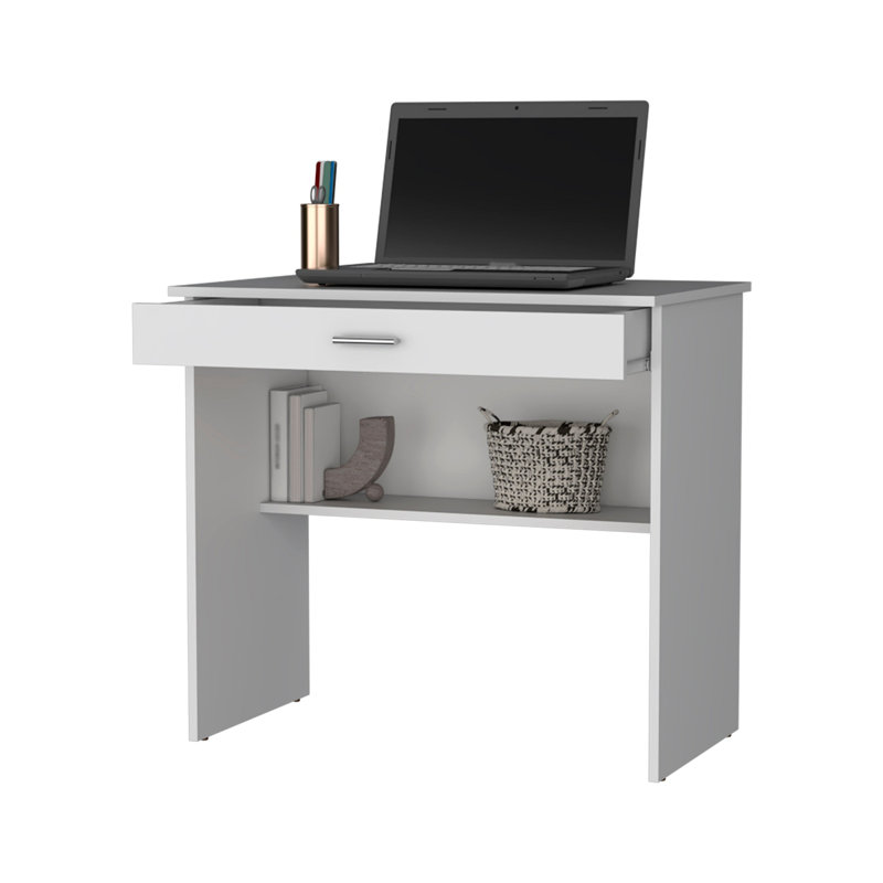 Bureau de rangement avec tiroir et tablette, Blanc