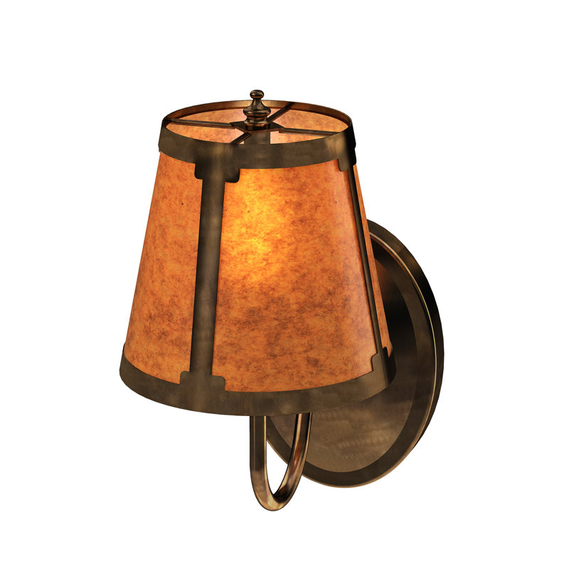 1 - Light Armed Sconce, Amber, Antique Copper