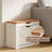 27.5"W Shoe Storage Bench with Cushion, Flip-Top Storage, Entryway White Shoe Rack-144379579