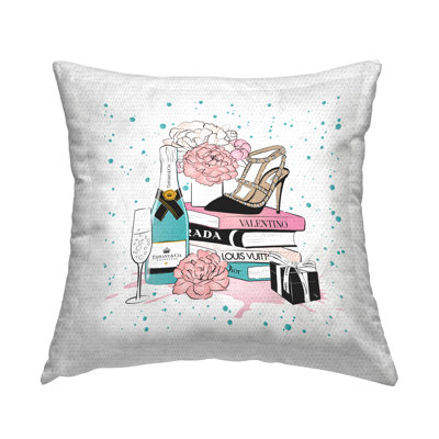 Stupell Industries Modern Pattern Glam Bookstack Outdoor Printed Pillow by Martina Pavlova