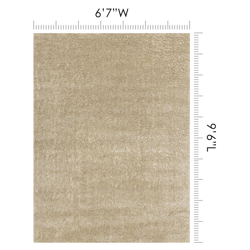 Tapis beige à poils longs Hammersmith, Rectangle 6 pi 7 po x 9 pi 6 po