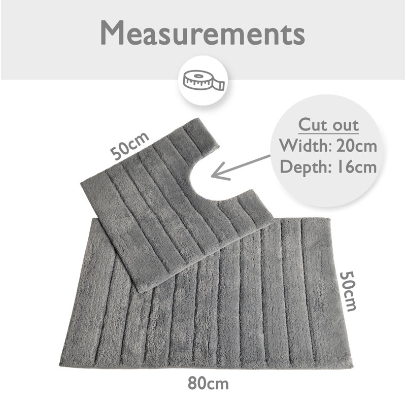 Mirianna Linear Ribbed Two Piece Bath Mat Set, Dove Grey