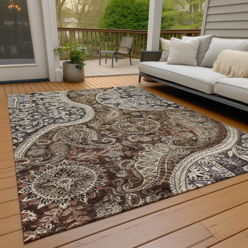 Chantille Red and Brown Washable Synthetic Area Rug 9' x 12'
