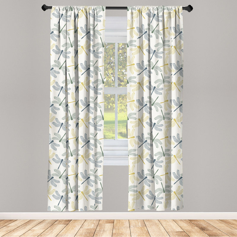 Paire de rideaux semi-transparents avec passe-tringle Dragonfly, 28 po x 84 po
