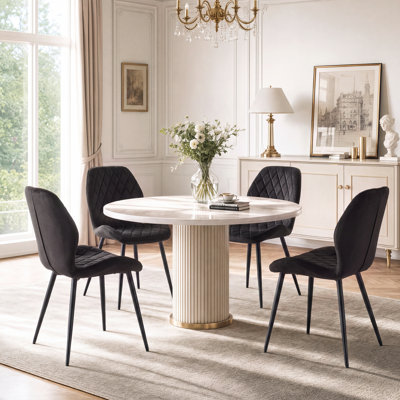 Norred Modern Velvet Dining Chair with Ergonomic Backrest, Set of 4