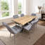 Wooden Brown Dining Table with 6 Velvet Chairs, Stylish Dining Room Furniture-1319249282-1337549504