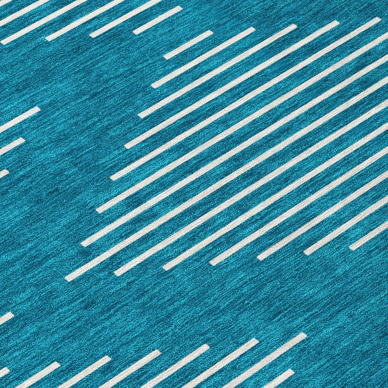 Velina Teal Washable Indoor-Outdoor Rug - , 2'3" x 7'6"
