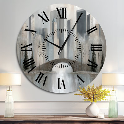 Horloge murale moderne en métal New York City Skyscrapers