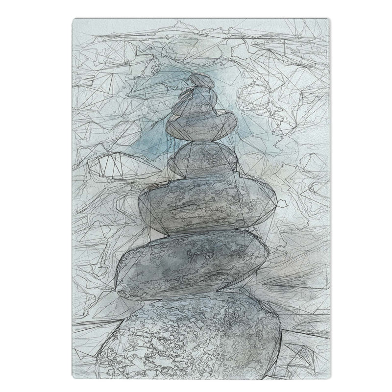 Tempered Glass Stacked Zen Stones Chopping Board, 28.5 cm W x 39 cm L