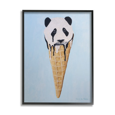 " Adorable Panda Bear Ice Cream Waffle Cone " by Coco de Paris Acrylic Painting