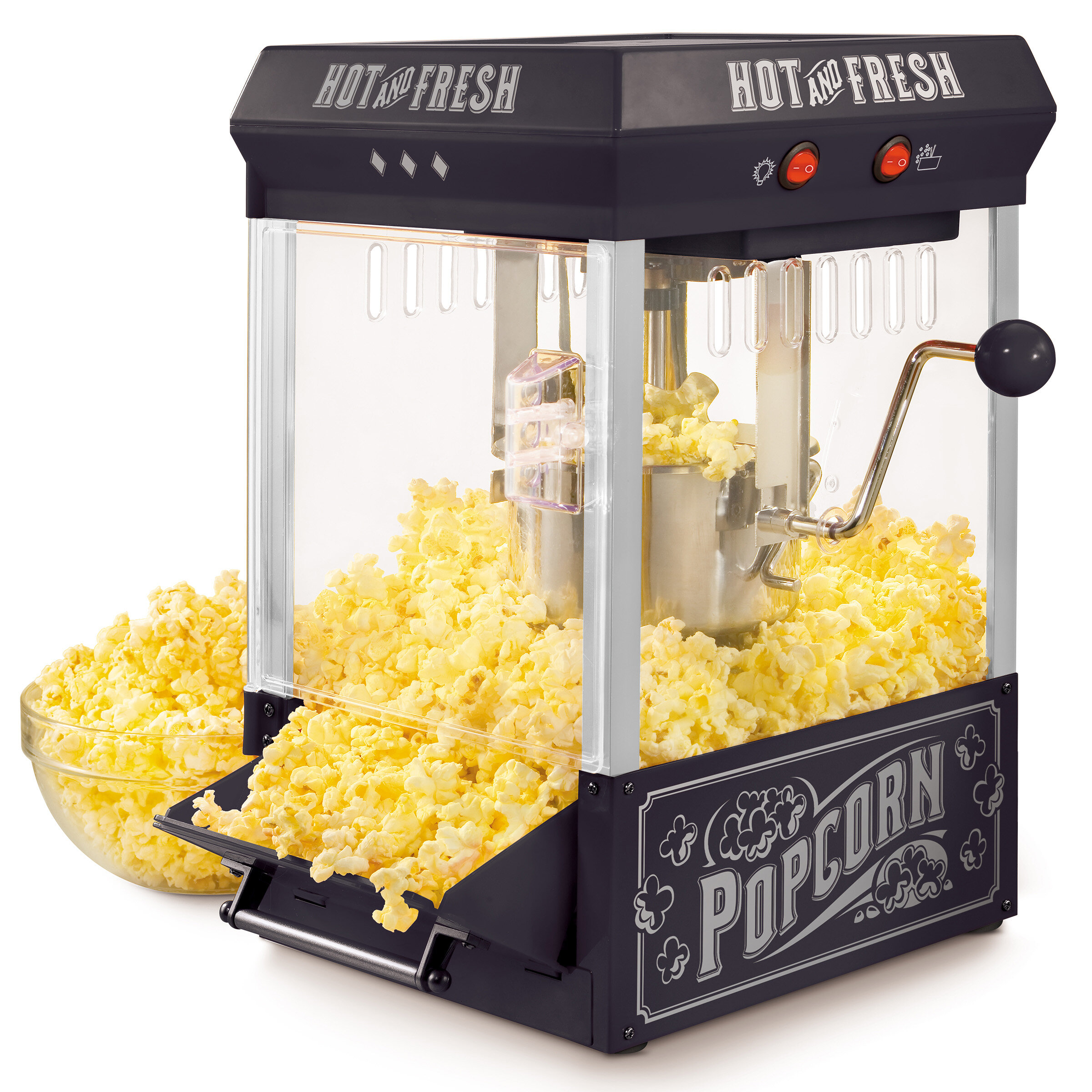 Nostalgia Electrics Nostalgia Vintage 2.5-Ounce Tabletop Kettle Popcorn  Maker, Makes 10 Cups, With Kernel Cup & Oil Measuring Spoon, Black &  Reviews