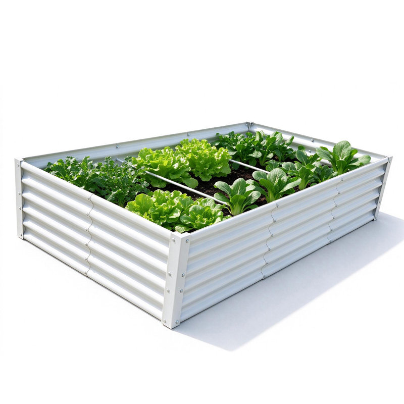 Jardinière surélevée en acier galvanisé Ft, 18" H x 72" W x 36" D, Blanc