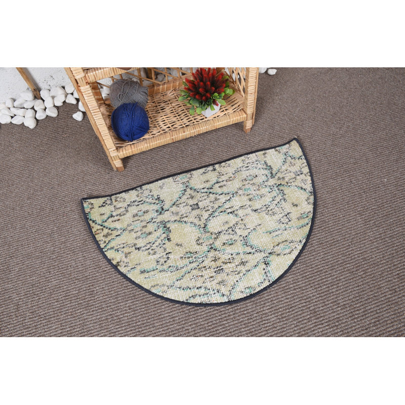 Tapis rétro, tapis vert Oushak, tapis turcs, tapis Anatolian, petit tapis de 2,5 pi x 1,5 pi