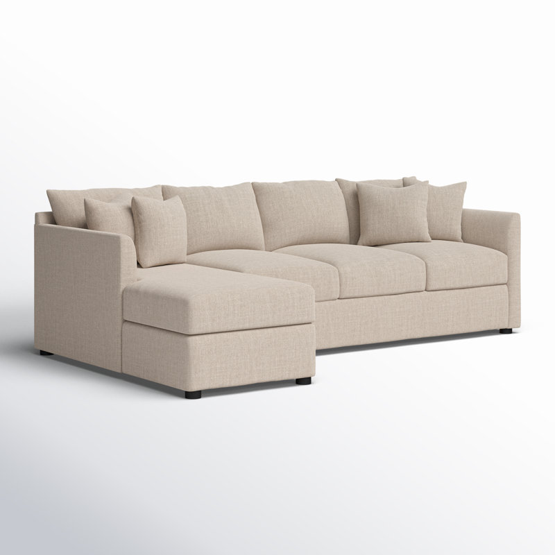 Canapé et chaise large 110 po Cecelia, Blanc sergé décoloré classique, Accoudoir à gauche (vu de face)