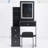 29.2" Small Size Left Bedside Cabinet Vanity Table + Cushioned Stool-2049592969