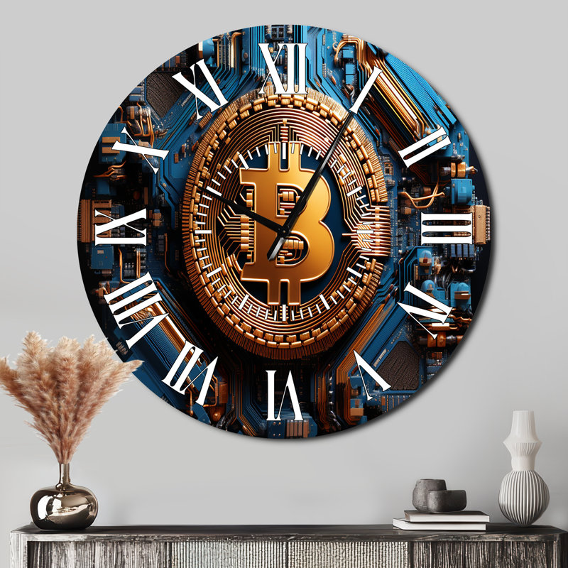 Azure Fashion Bitcoin - Horloge murale Fashion, Surdimensionné