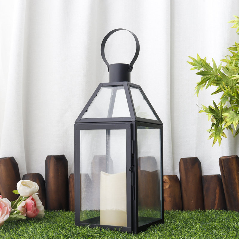 34cm High Black Candle Lantern 