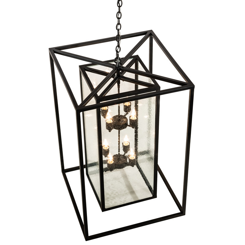 Kitzi Black and Clear Glass 8-Light Indoor/Outdoor Chandelier