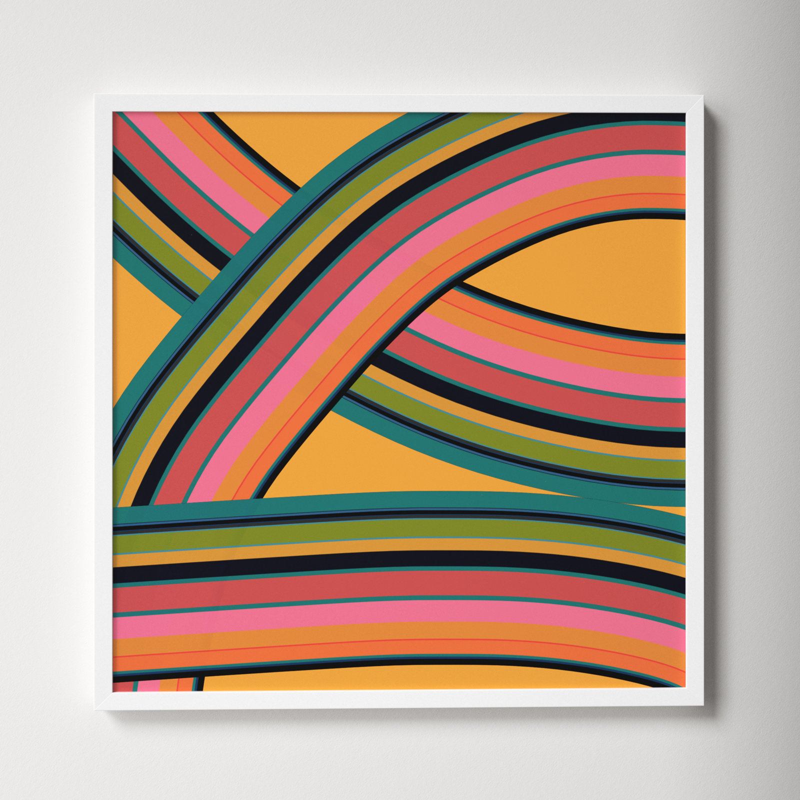 Twist Series I "Fiesta Twist" Print, White, 24" H x 24" W x 1.25" D