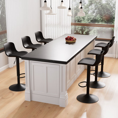 Modern Swivel Adjustable Height Bar Stool With Backrest Footrest For Kitchen Island Bar Counter
