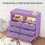 Commode de table à langer Nursery avec éclairage à DEL et fonction de charge, commode de rangement à 6 tiroirs avec 2 compartiments ouverts, poste de couches convertible pour bébé et chambre à coucher-1729120010