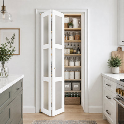 Porte pliante en verre en bois manufacturé massif avec trousse de quincaillerie d'installation