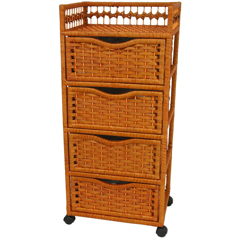 Commode de rangement 4 tiroirs Chasity, Miel